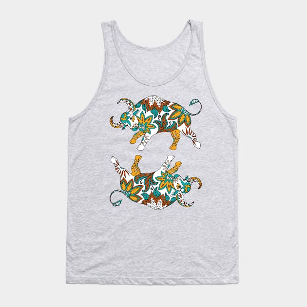 Paisley Oxen (Green Palette) Tank Top by illucalliart